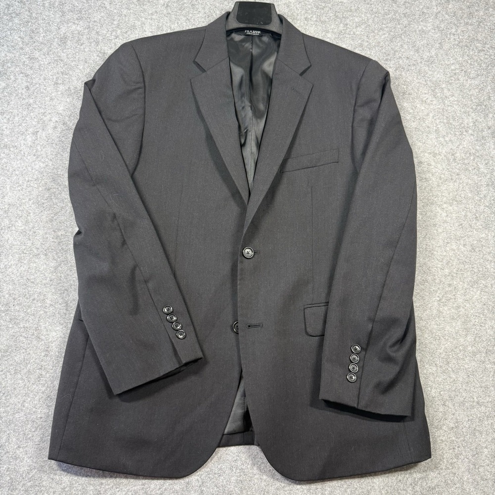 Jos A Bank Mens 41R Suit Jacket Charcoal Gray 100% Wool Tailored Fit Blazer